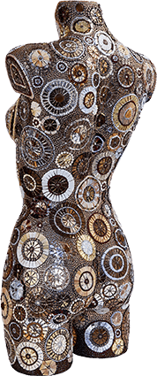 Elegante Manichino in mosaico bronzo dal design unico - Mosaici di Barbara