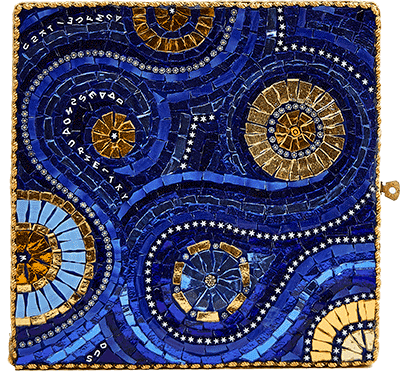 Scatola in mosaico blu e oro - Mosaici di Barbara