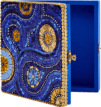 Scatola in mosaico blu e oro - Mosaici di Barbara