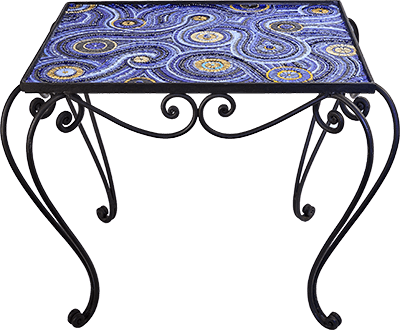 Tavolo in mosaico blu e oro - Mosaici di Barbara