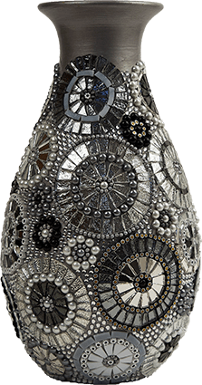 Vaso in mosaico con decorazioni argento - Mosaici di Barbara