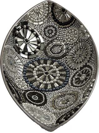 Centrotavola Argento con Mosaico nelle tonalità Argento, Nero e Bianco - Mosaici di Barbara