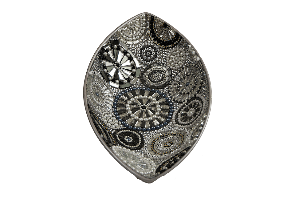 Centrotavola Argento con Mosaico nelle tonalità Argento, Nero e Bianco - Mosaici di Barbara