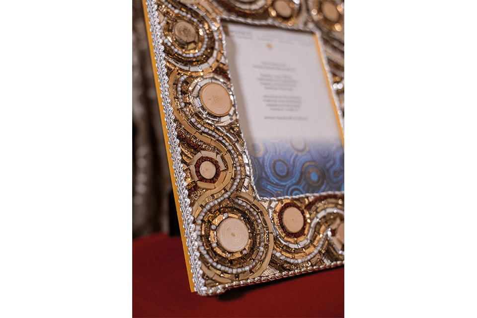 Cornice portafoto in mosaico bronzo e argento con legno - Mosaici di Barbara