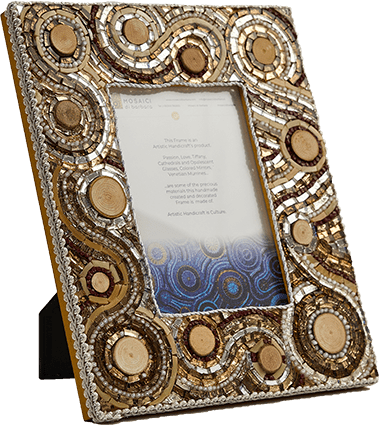 Cornice portafoto in mosaico bronzo e argento con legno - Mosaici di Barbara