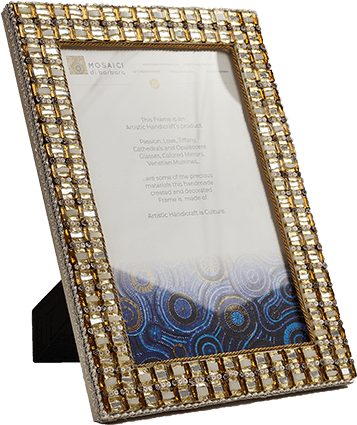 Cornice portafoto in mosaico bronzo e argento geometrico - Mosaici di Barbara