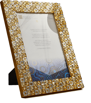Cornice portafoto in mosaico oro e argento - Mosaici di Barbara