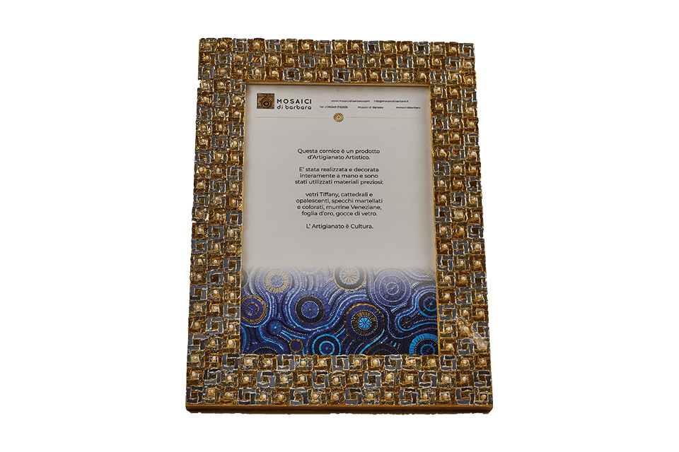 Cornice portafoto in mosaico oro e argento - Mosaici di Barbara