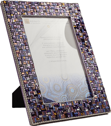 Cornice portafoto in mosaico viola - Mosaici di Barbara