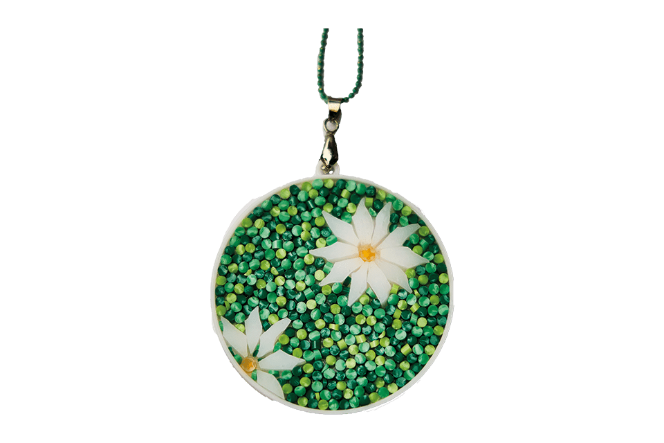 Collana in micromosaico gioielli margherite su ciondolo tondo - Mosaici di Barbara