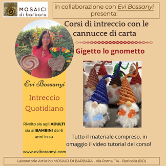 Corso di Cesteria – Intreccio con cannucce di carta riciclata - Mosaici di Barbara