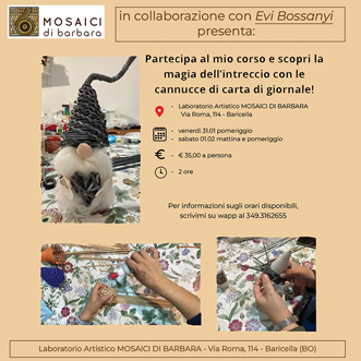 Corso di Cesteria – Intreccio con cannucce di carta riciclata - Mosaici di Barbara