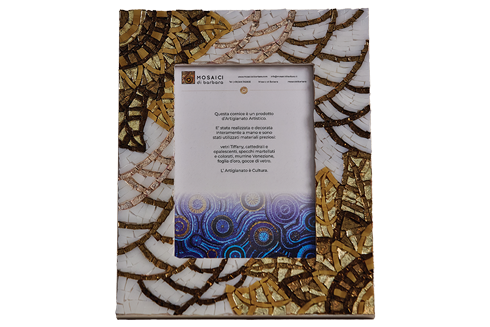 Cornice portafoto in mosaico con Mandala beige e bianco - Mosaici di Barbara