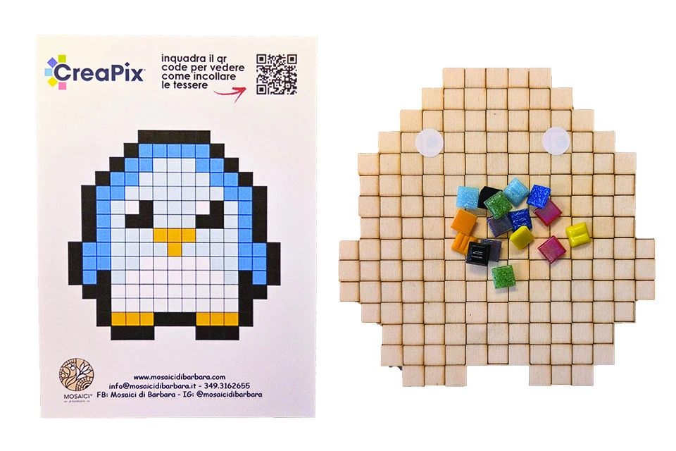 CreaPix: Kit Mosaico fai da te Pinguino blu - Mosaici di Barbara